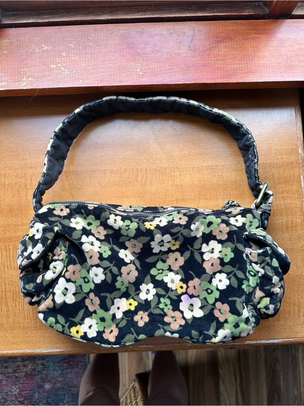 Y2K Gap Floral Velvet Shoulder Bag